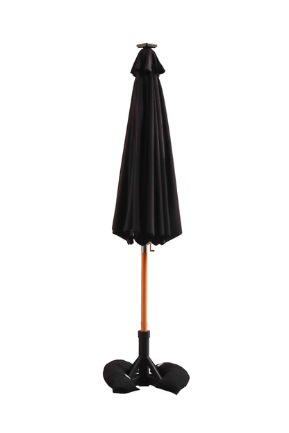 Træparasol med LED-lys