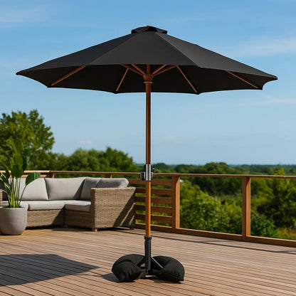 ikayaa 3m wooden patio garden umbrella Wooden Umbrella w. LED light – Danish Umbrella Company