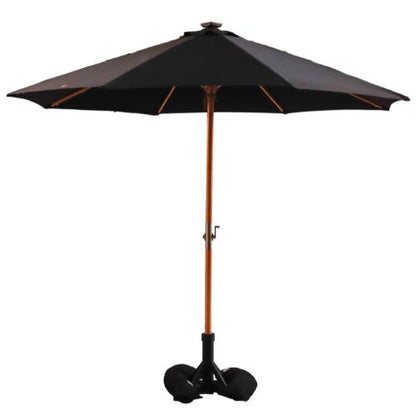 Træparasol med LED-lys